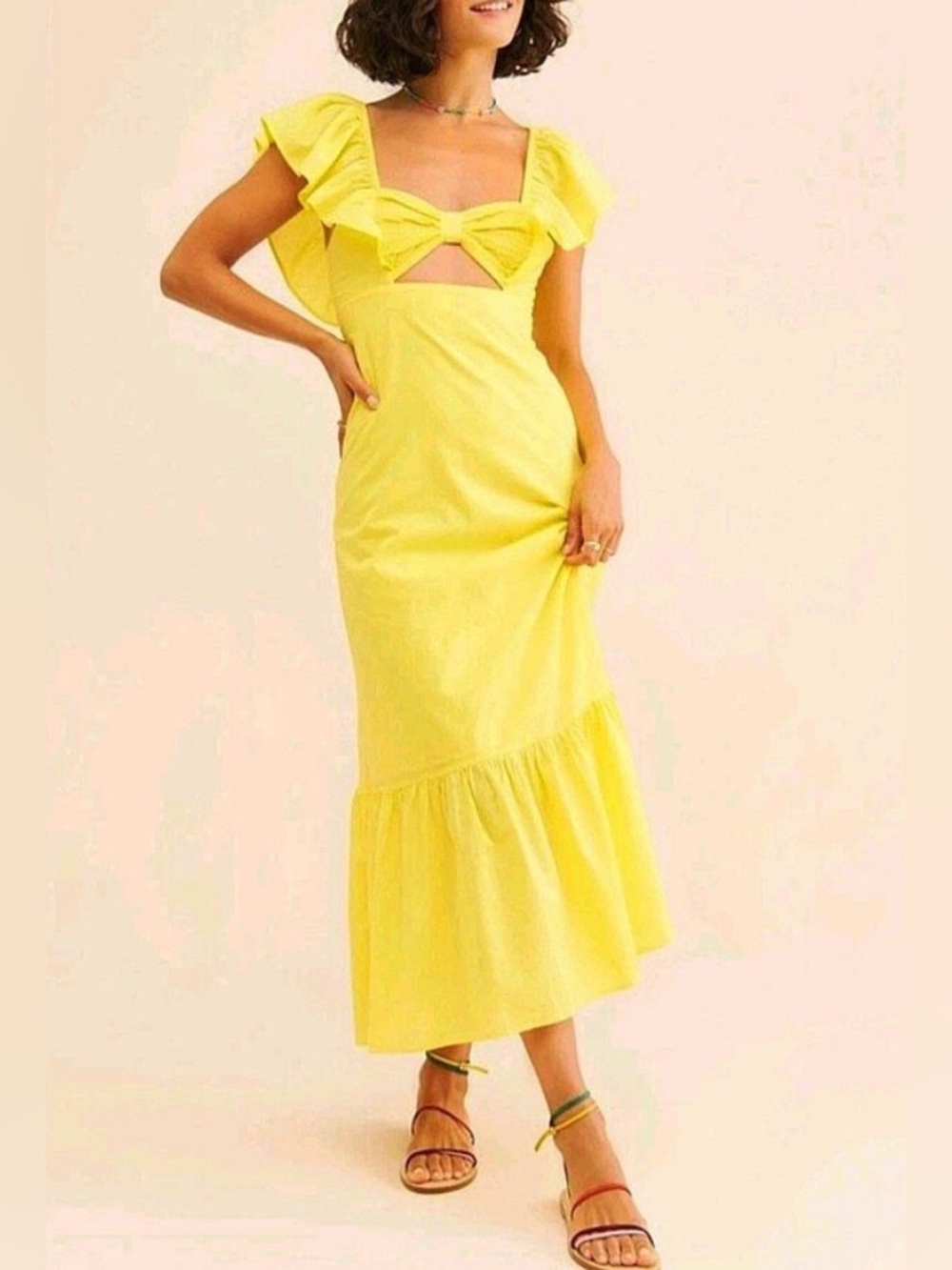 EUC Farm Rio for Anthropologie yellow maxi dress XL